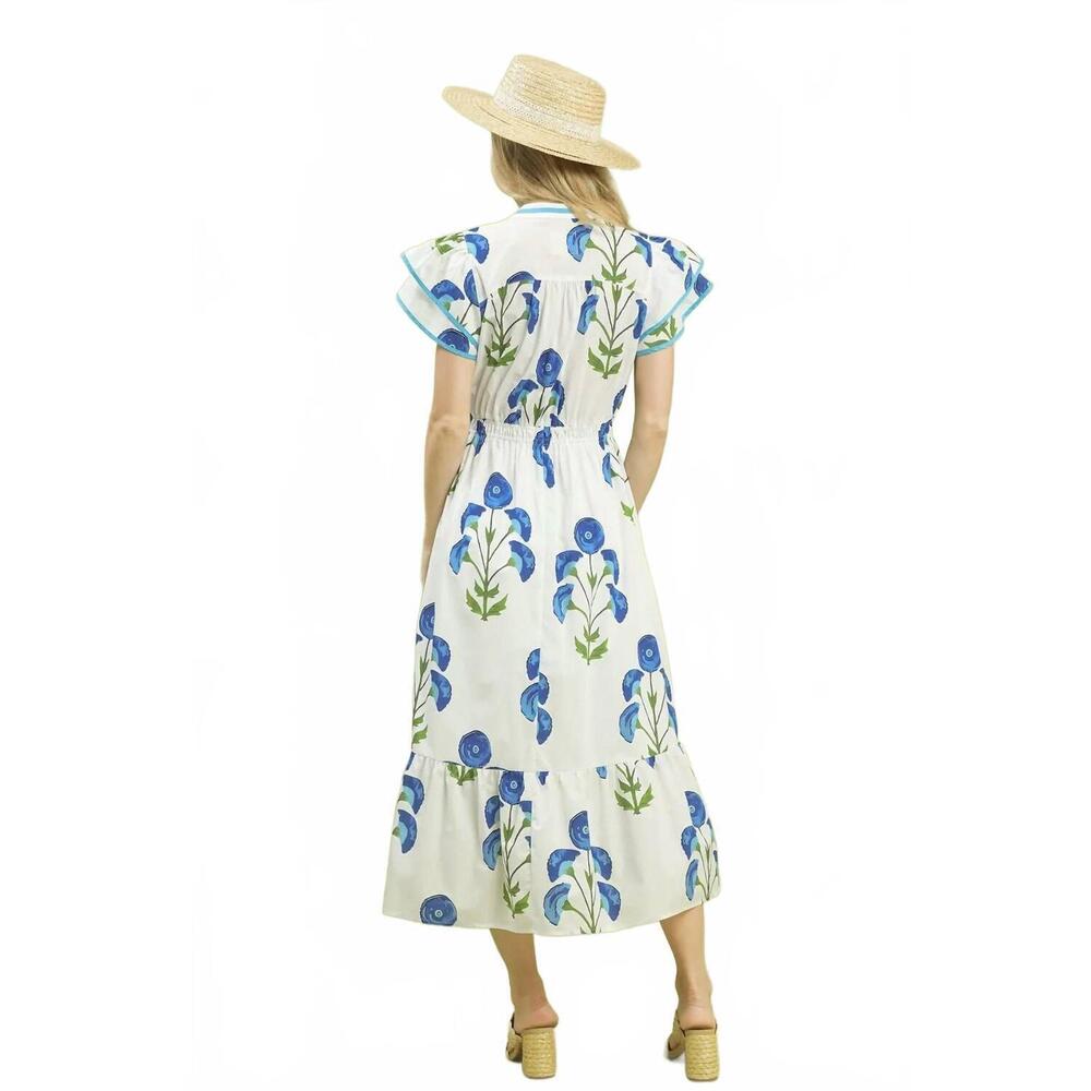 NEW UMGEE meadow print midi dress in cream - Picture 2 of 2
